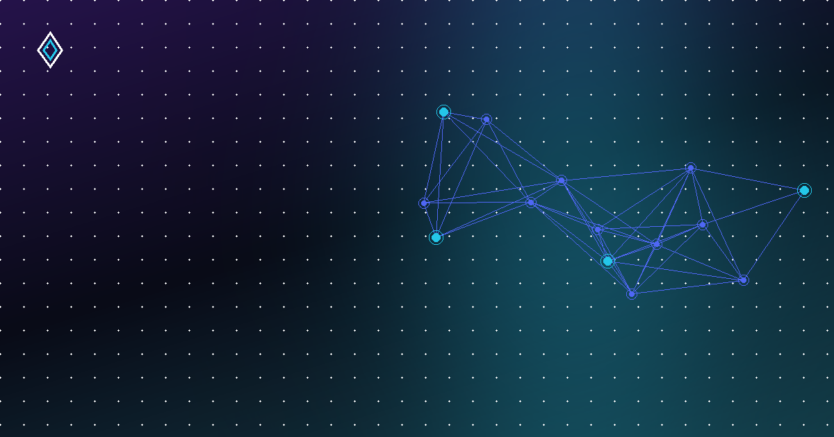 Abstract node network on a dark purple-to-teal gradient, representing connected AI-enabled workflows